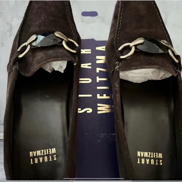 Stuart Weitzman HARDROCK Cola Suede Decorative Buckle Loafer Sz.6.5M - Picture 6 of 7